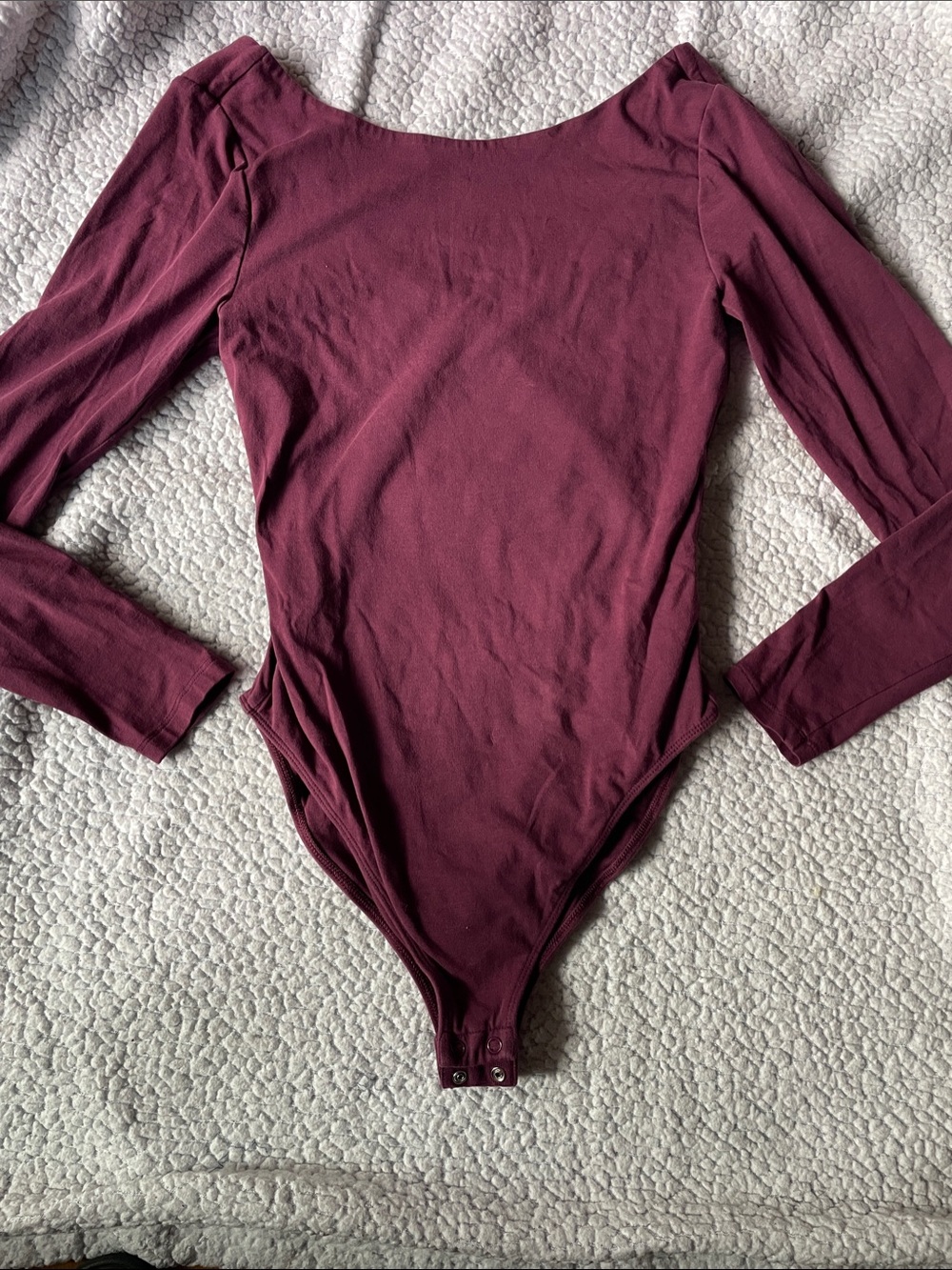 Women’s Long Sleeve One-Piece Bodysuit in Burgundy